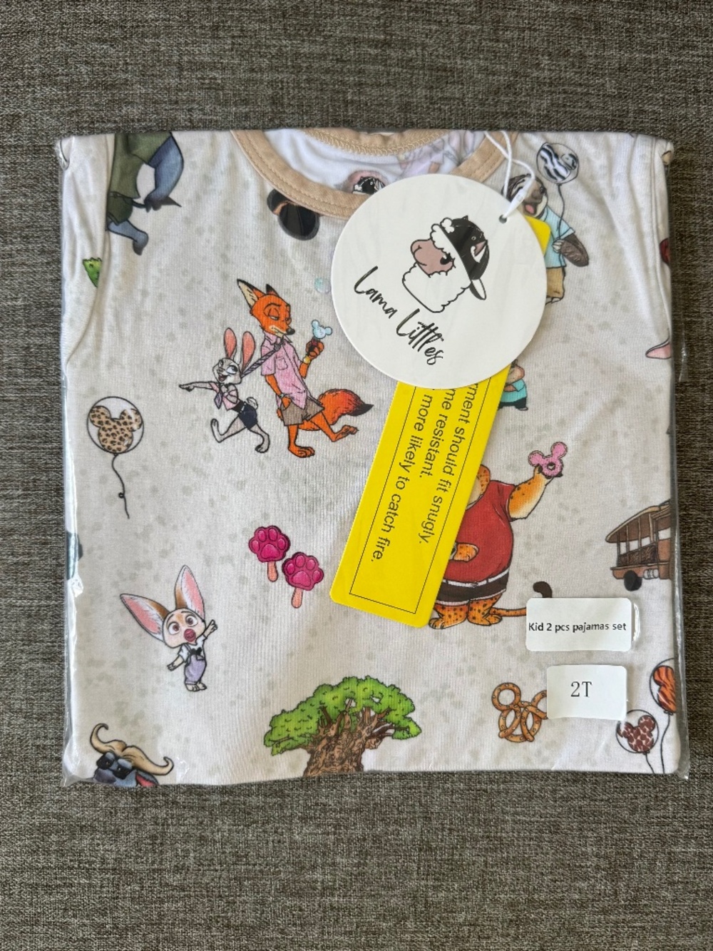 Lama Littles NWT Bamboo Zootopia 2 pc pajama set 2T